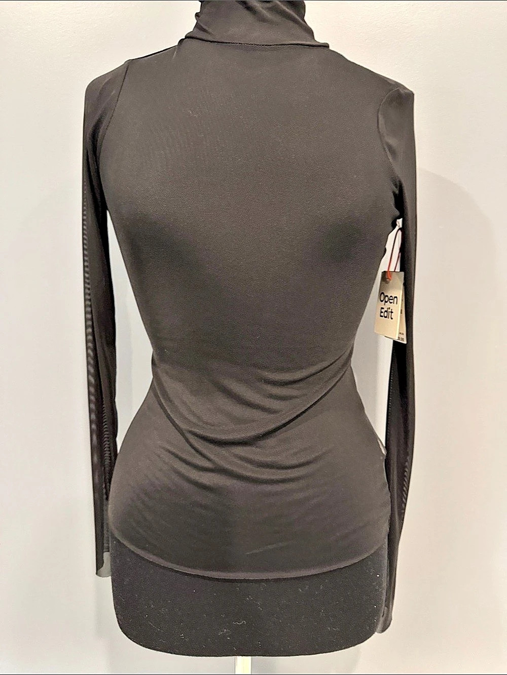 Open Edit Mesh Turtleneck Black Size Small